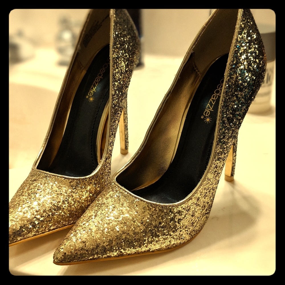 Gold Glittery Stilettos